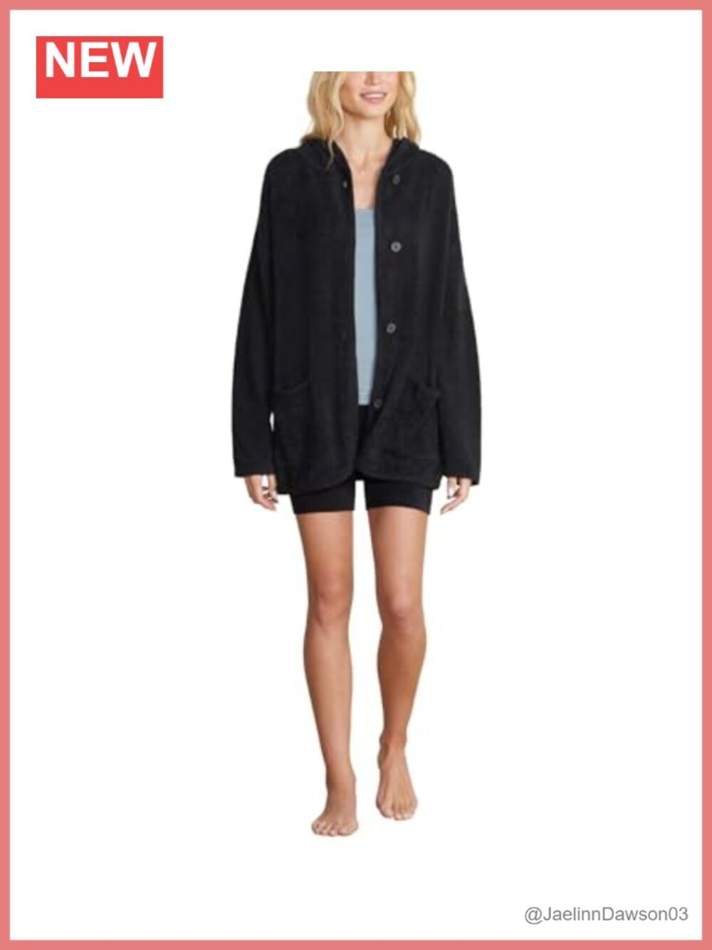 Cozychic Lite Curved Hem Hooded Jacket Nylon Rayon Button Front